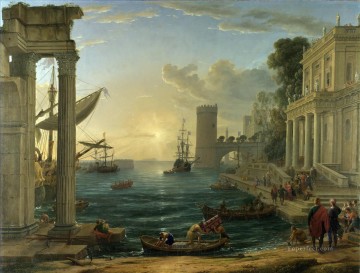 シバの女王の乗船のある港の風景 クロード・ロラン Oil Paintings